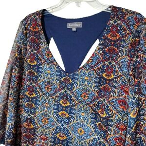 Luxology Women Size 12 Print Shift‎ Dress Baroque Tile Medallion 3/4 Sleeve